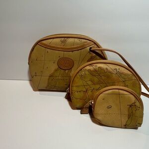 Elegant Map Print Cosmetic Bag Set